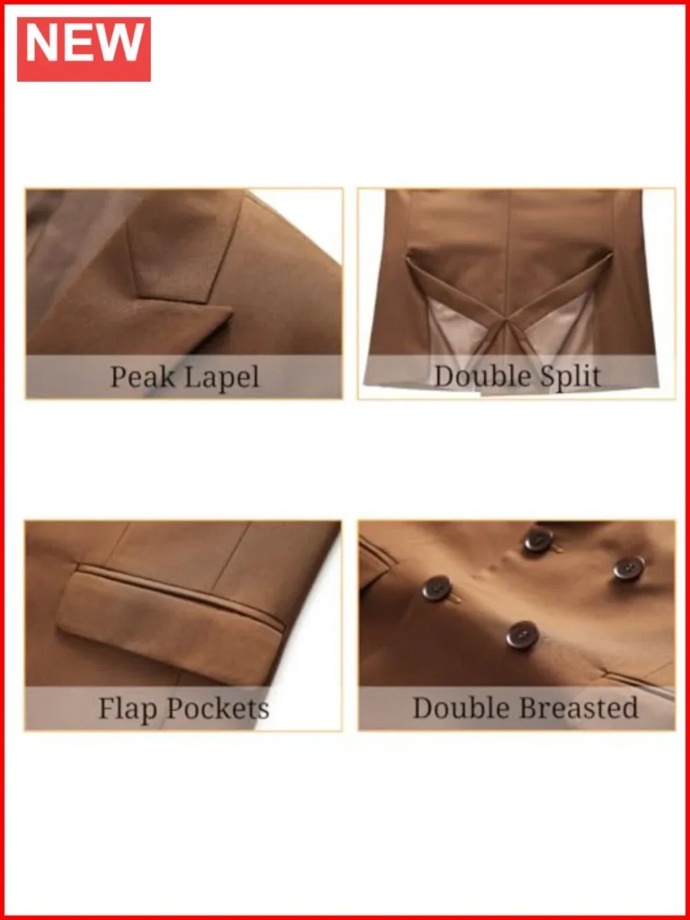 Mens 2 Piece Double Breasted Tuxedo Suit Slim Fit Peak Lapel